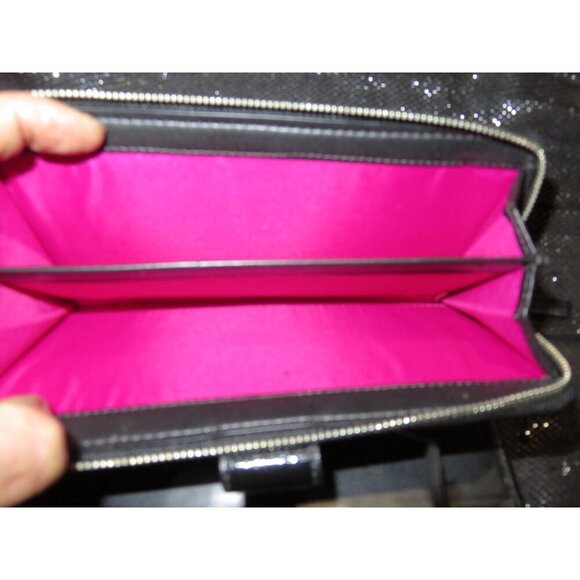 COACH Poppy Madras Tartan Plaid Signature C Canvas  Wallet Black Pink Blue - Picture 9 of 11